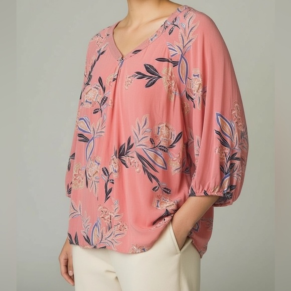 St. John's Bay Pink Floral Blouse - Picture 2 of 5